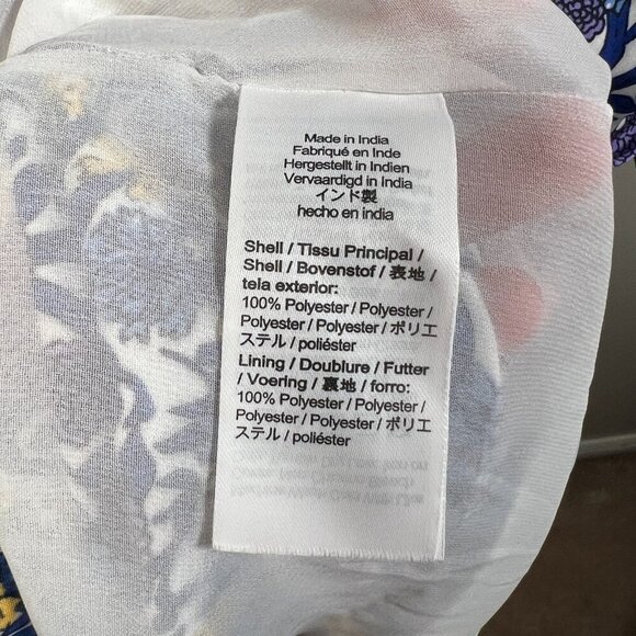 J.Crew Floral V-neck Midi Dress Size XS Blue Smocked Waist Work Wedding Event - Picture 10 of 12